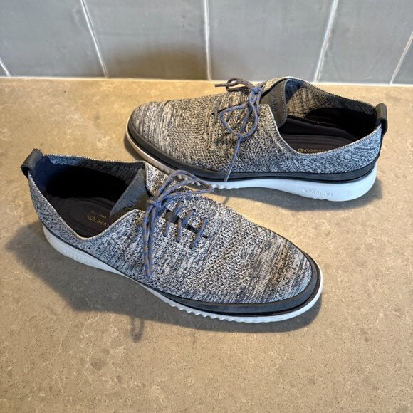 Cole Haan ZERØGRAND Knit Oxford Shoes Blue Gray | Men’s 10.5